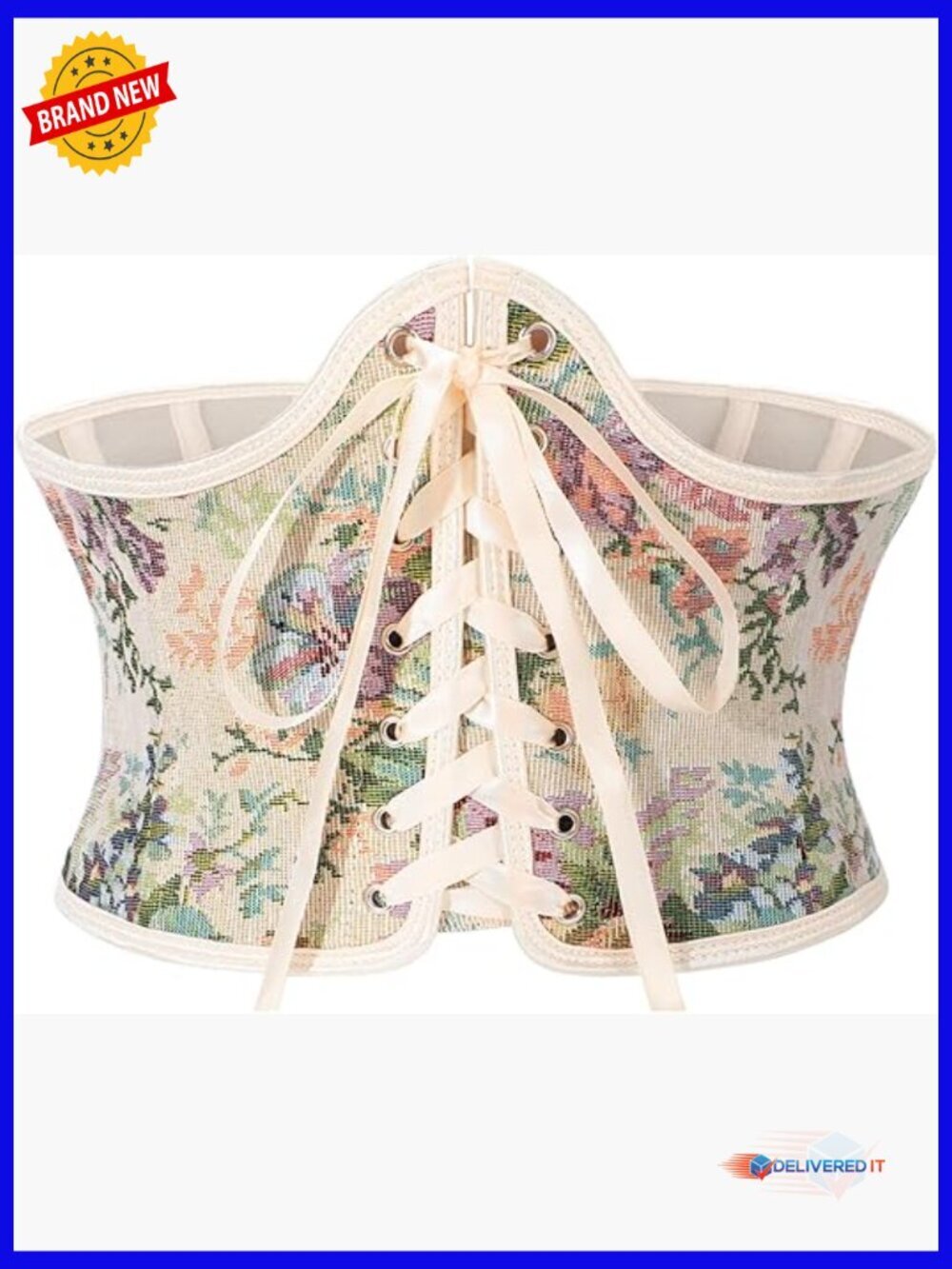Underbust Corset Belt Lace-up Floral Renaissance Waist Cincher